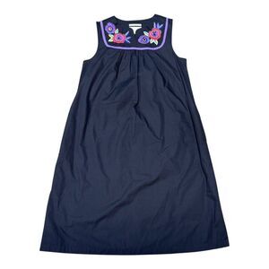 Go Softly Patio Black Embroidered Wrinkle Resistant Dress Size S Small Floral